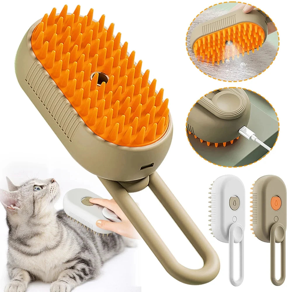 Ultimate Cat Brush Hair Remover - 3-in-1 Electric Steam Brush for Effortless Grooming and Shedding Control