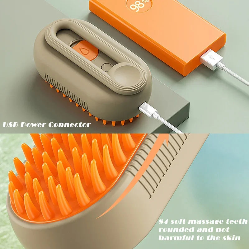 Ultimate Cat Brush Hair Remover - 3-in-1 Electric Steam Brush for Effortless Grooming and Shedding Control